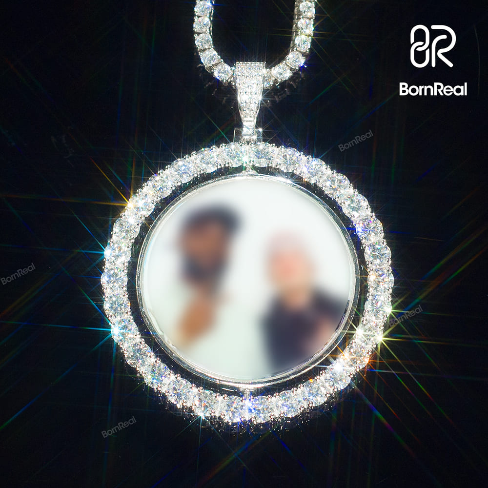 Custom Moissanite Memory Photo Commemorative Pendant – Ideal for Gifting Loved Ones and Friends Bornreal Jewelry - Bornreal Jewelry