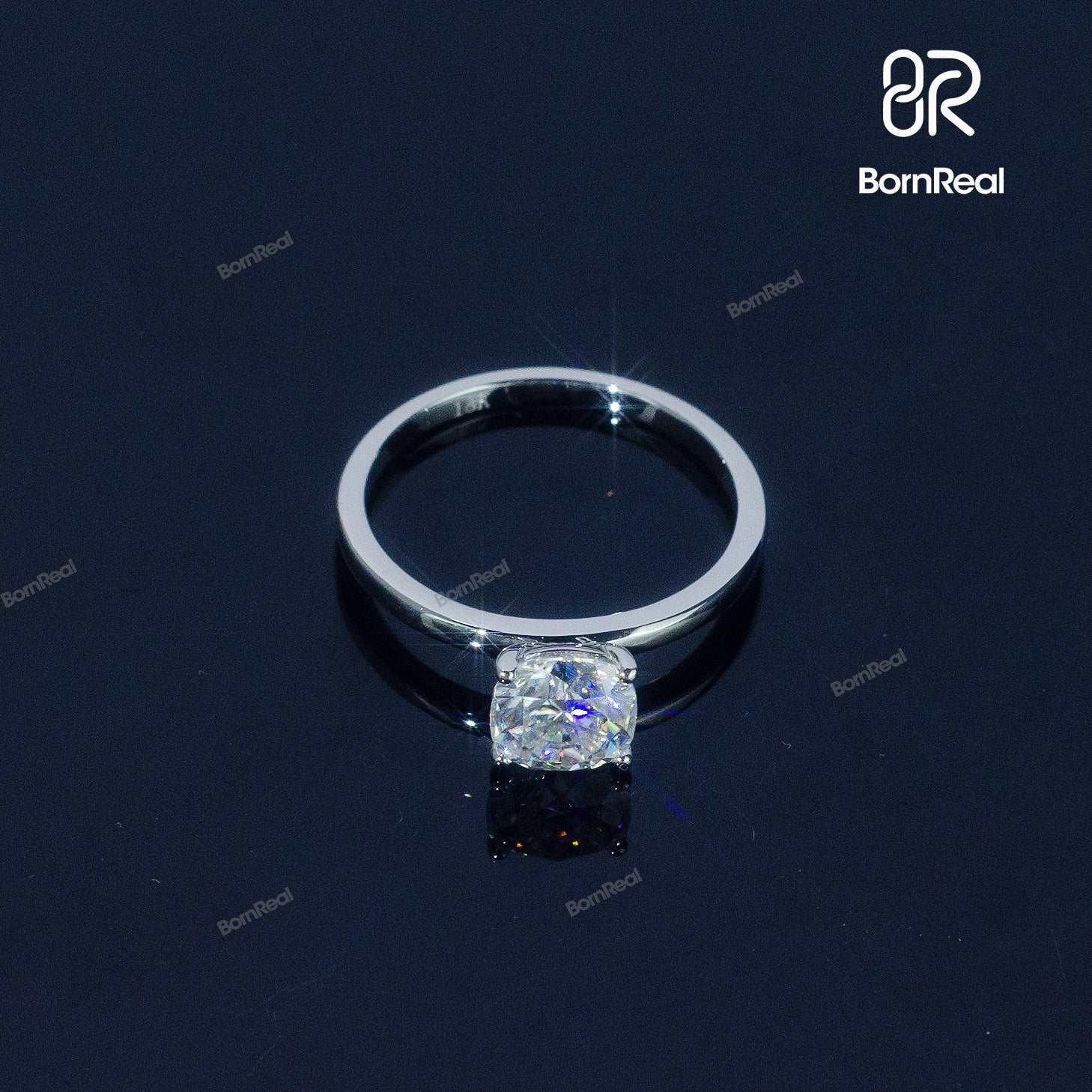 Round Cut Solitaire Engagement Ring For Women Bornreal Jewelry