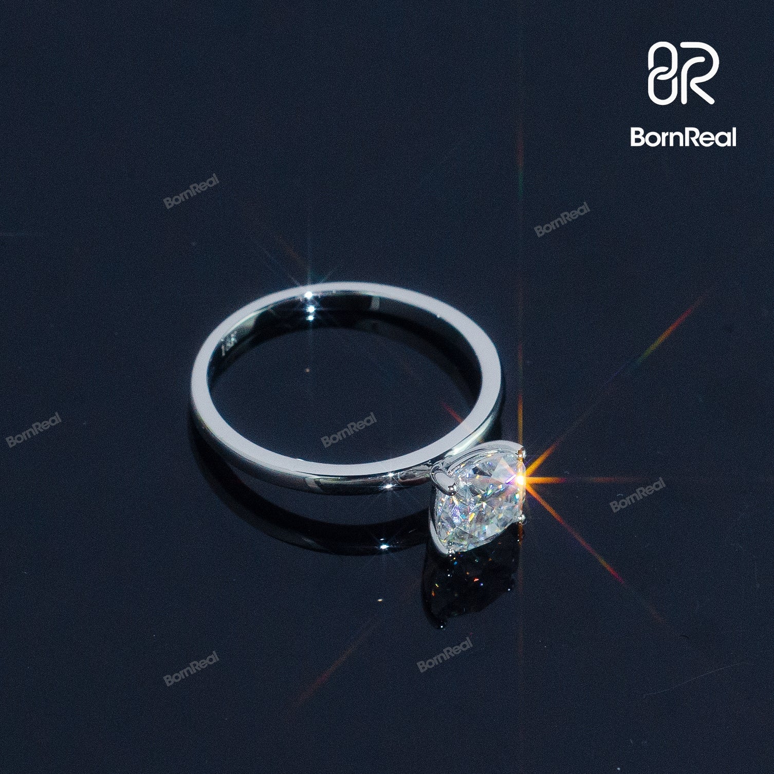Round Cut Solitaire Engagement Ring For Women Bornreal Jewelry