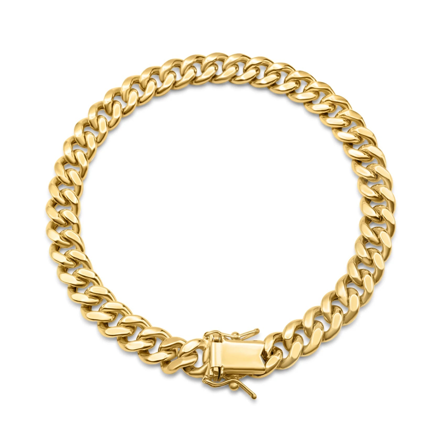 18K Real Gold 8MM Solid Cuban Link Chain Bracelet