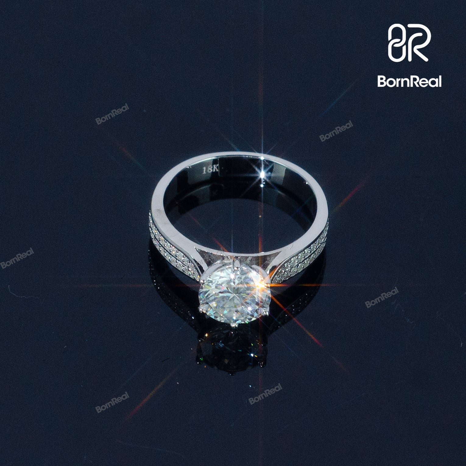 Round Cut Diamond Women Engagement Ring Bornreal Jewelry