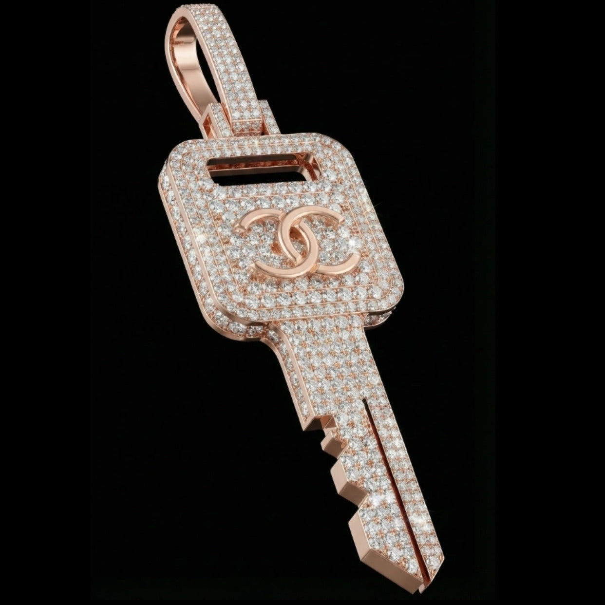 Iced Logo Key Pendant Necklace