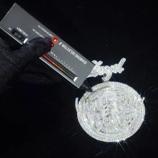 Pendentif personnalisé en argent sterling entièrement glacé en or rose