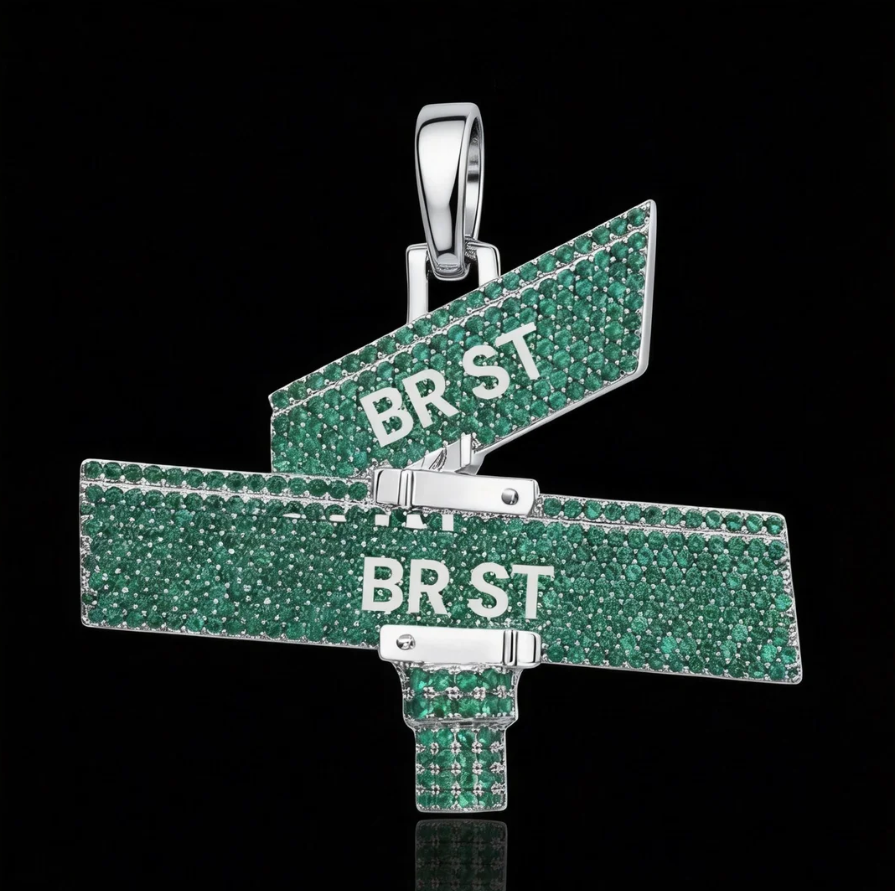 Custom Iced Street Sign Pendant
