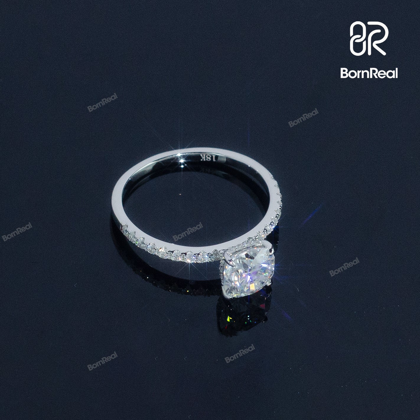 Solitaire Cushion Cut Diamond Engagement Ring Bornreal Jewelry