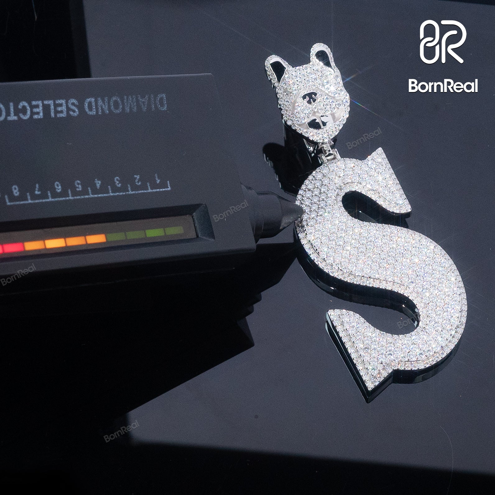 Bornreal x Splack: Limited Edition Initial S Letter Pendant VVS Moissanite Sterling Silver Pendant