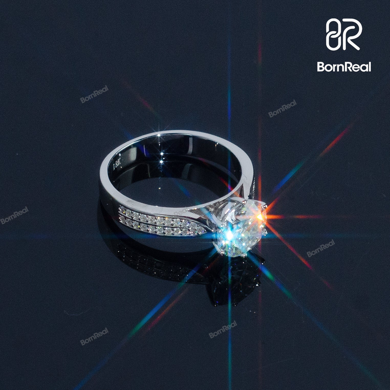 Round Cut Diamond Women Engagement Ring Bornreal Jewelry