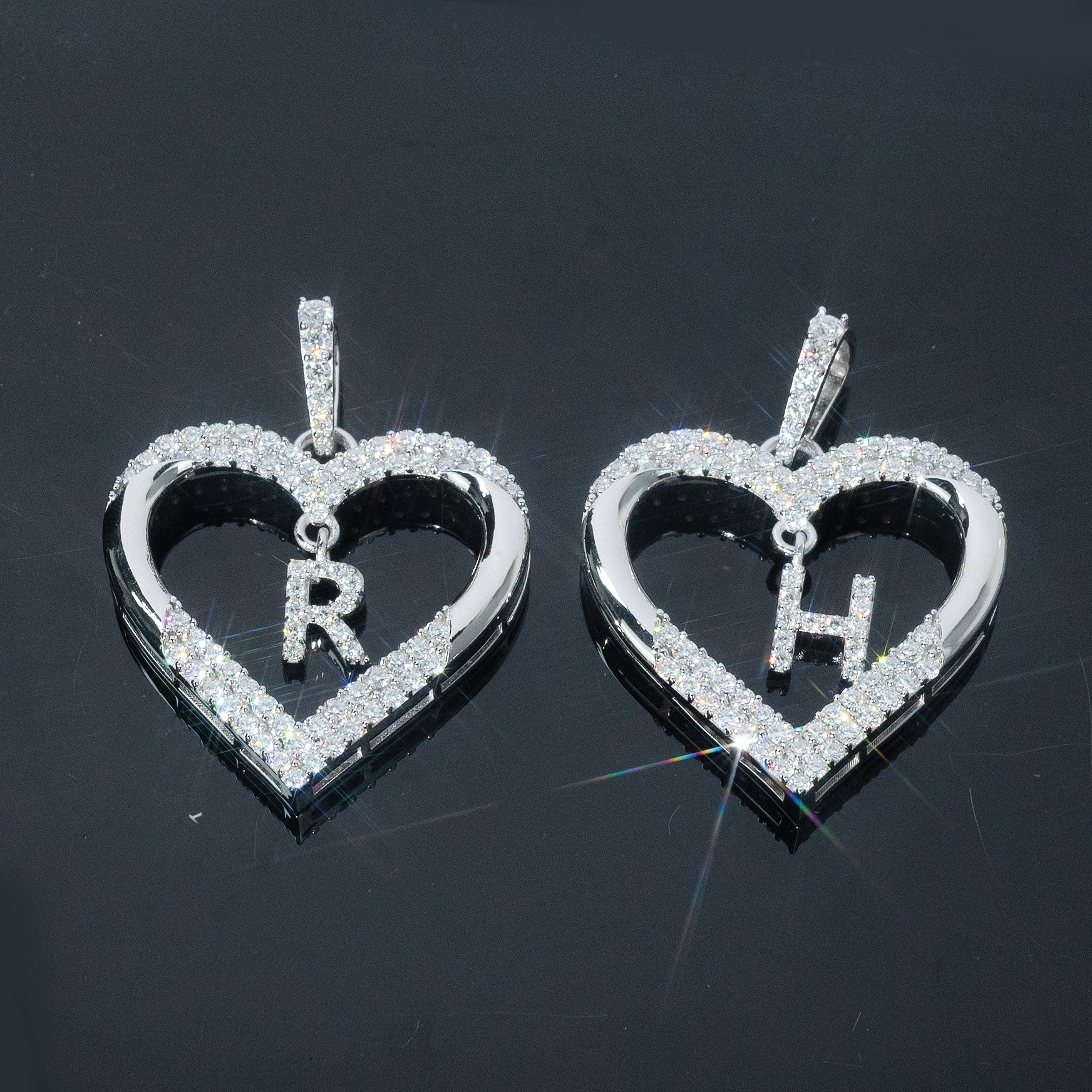 Custom Heart Initial Moissanite Pendant (Only 1pc)