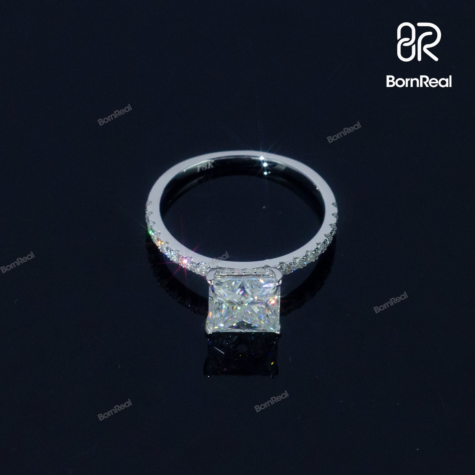 Princess Cut Diamond Engagement Ring Bornreal Jewelry