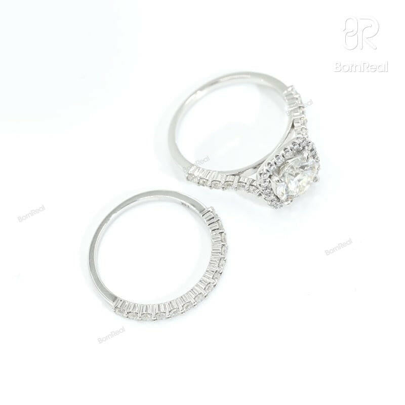 3.1ct. VVS Moissanite Wedding Ring Fine Jewelry(Two Rings)