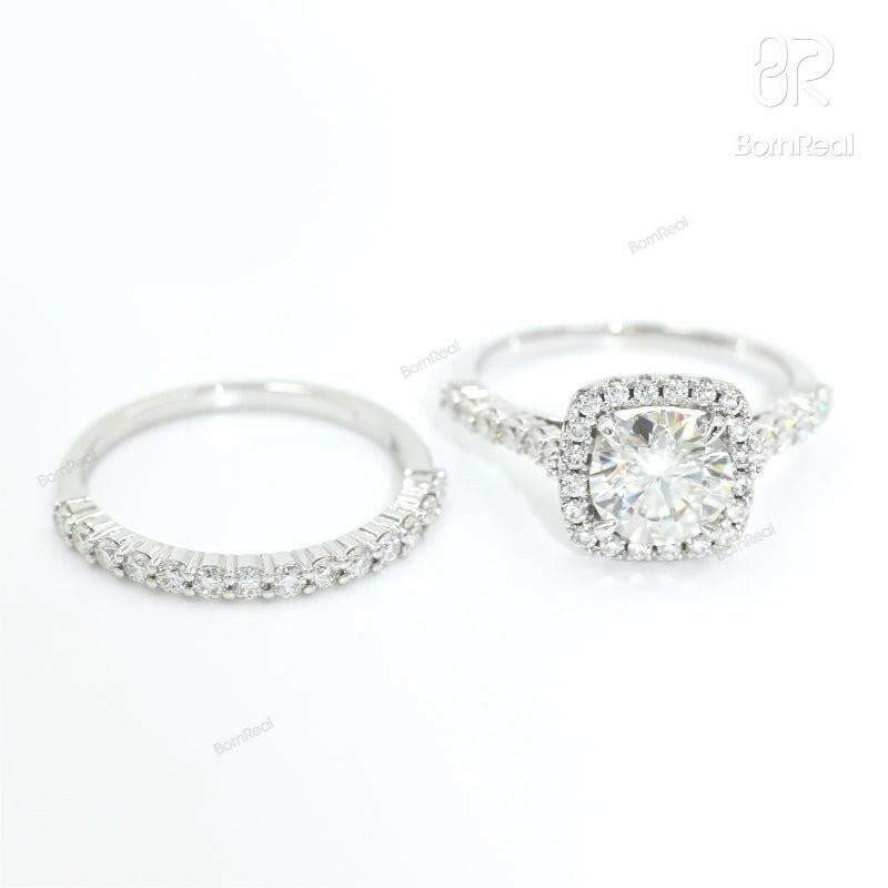 3.1ct. VVS Moissanite Wedding Ring Fine Jewelry(Two Rings)