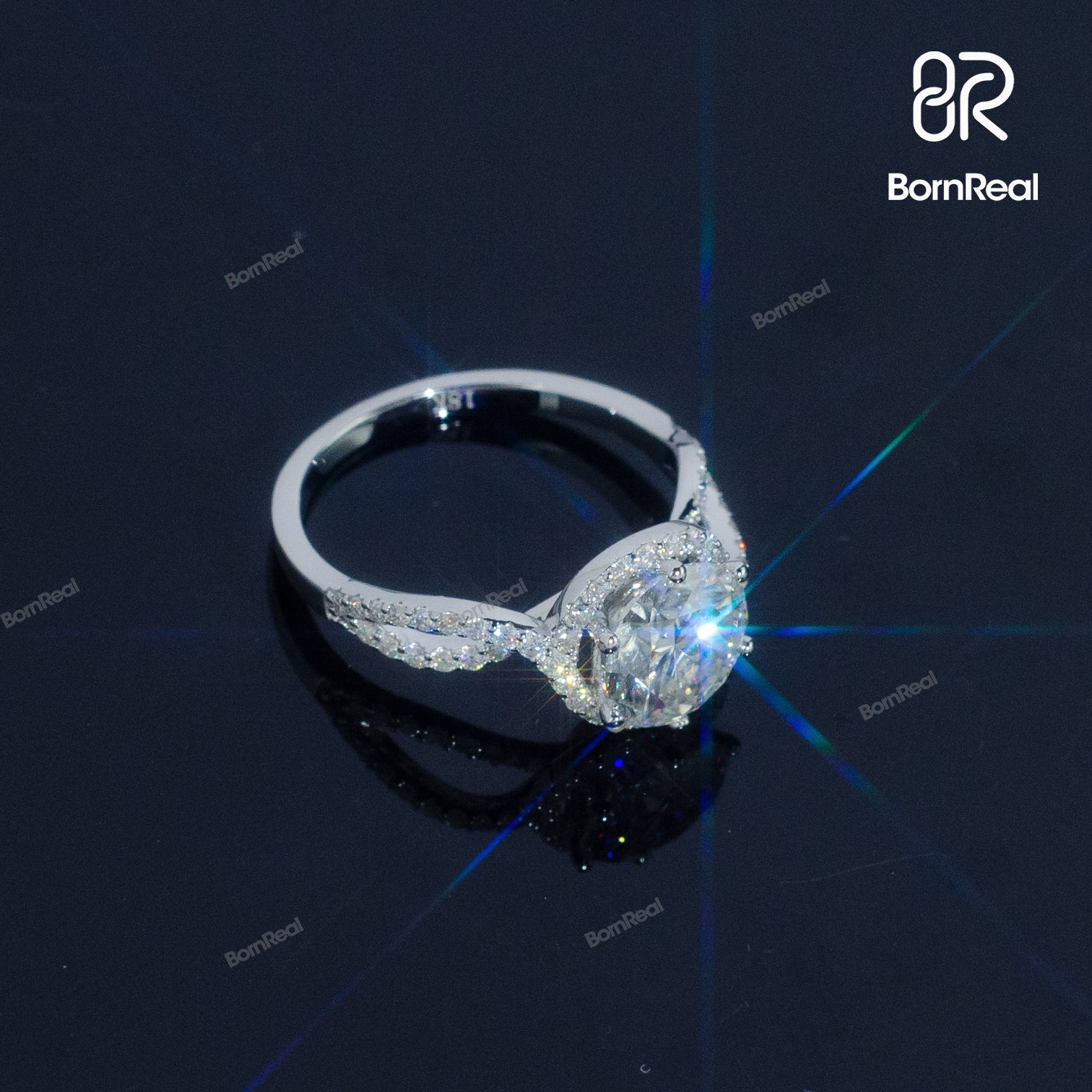 Luxurious Round Cut Twist Rings Prong-Set Women Engagement Ring Bornreal Jewelry