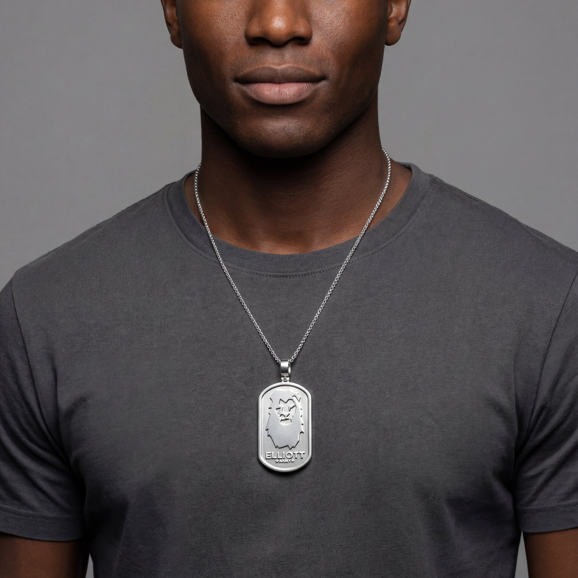 Custom Sterling Silver Logo Dog Tag Pendant