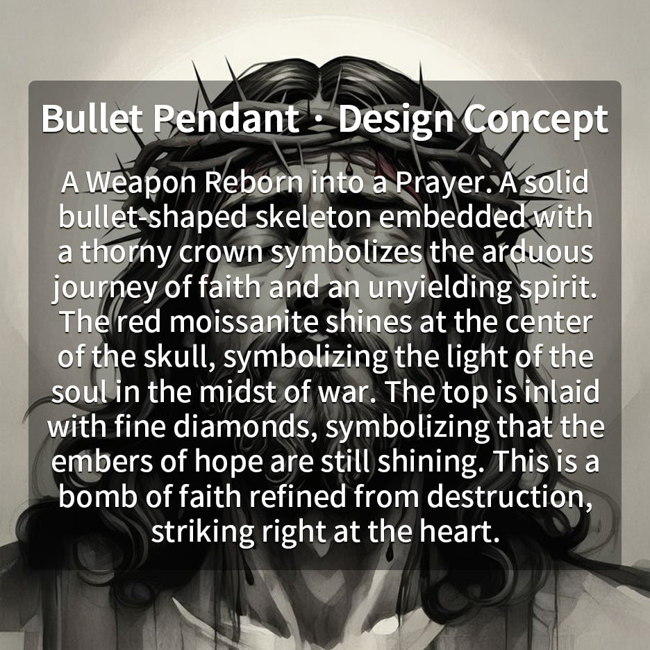 God's Mercy Bullet | 925 Silver Bullet Pendant Moissanite Red Stone