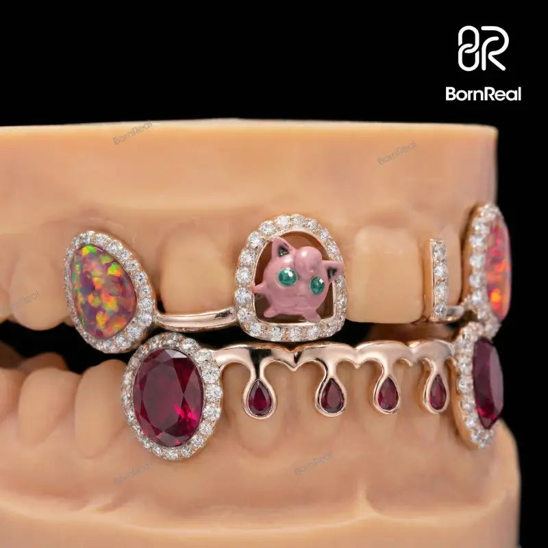 Custom Jigglypuff Style Bar Moissanite Diamond Grillz