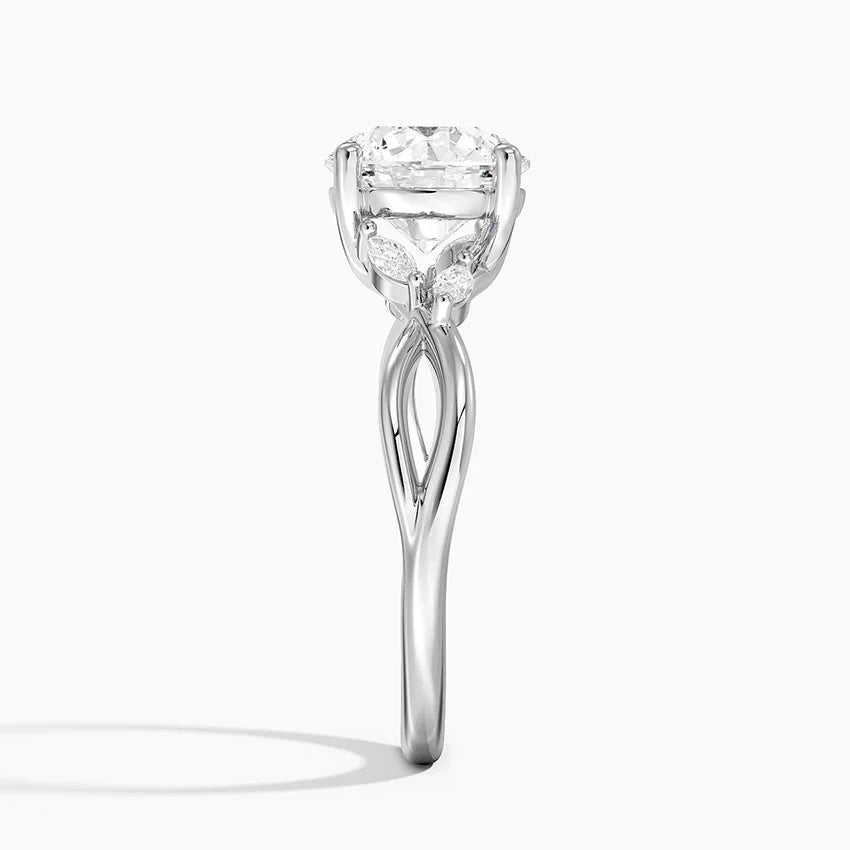 Bornreal Lab-Grown Diamond Engagement Ring Unique Rings Round Diamond.