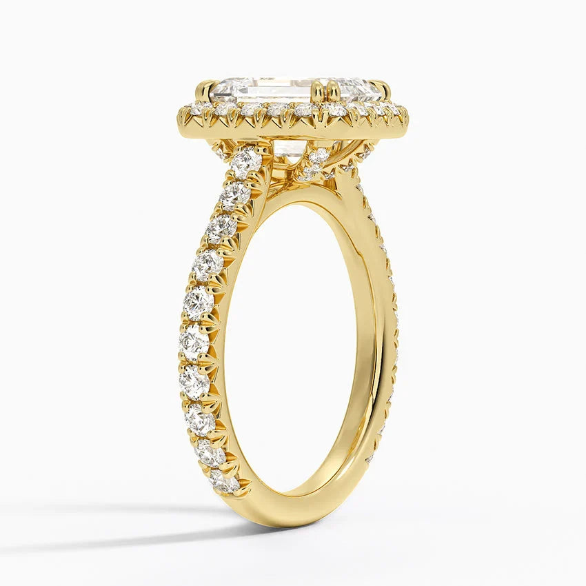 Bornreal Lab-Grown Diamond Engagement Ring Emerald Shape Lab Diamond Ring.