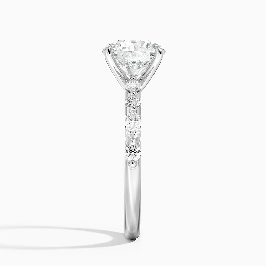 Bornreal Lab-Grown Diamond Round Solitaire Accents Engagement Ring Luxury Ring.