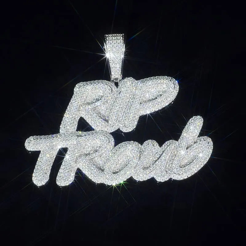 Custom Full Iced Out 925 Silver Name Pendant.