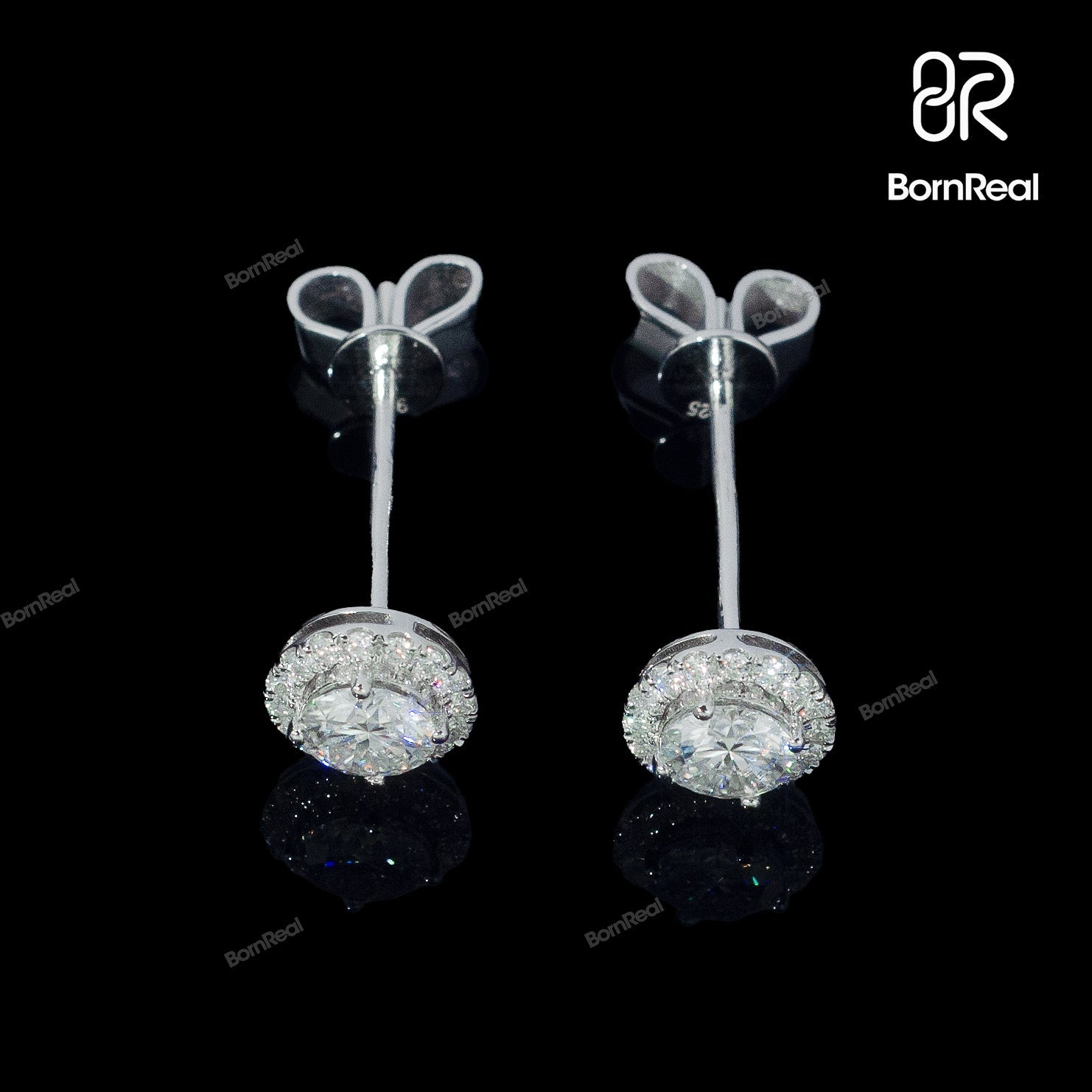 Round Cut 925 Silver VVS Diamond Earrings Bornreal Jewelry