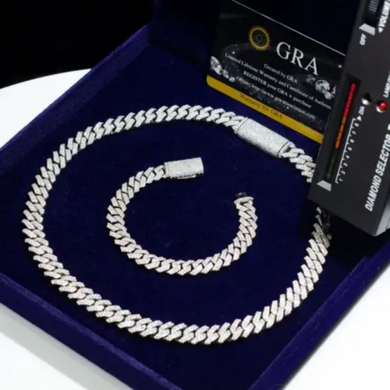 Iced-Out Cuban Link Chain Necklace & Bracelet Exclusive for Black Men_03