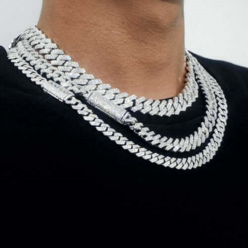 Iced-Out Cuban Link Chain Necklace & Bracelet Show Nobility