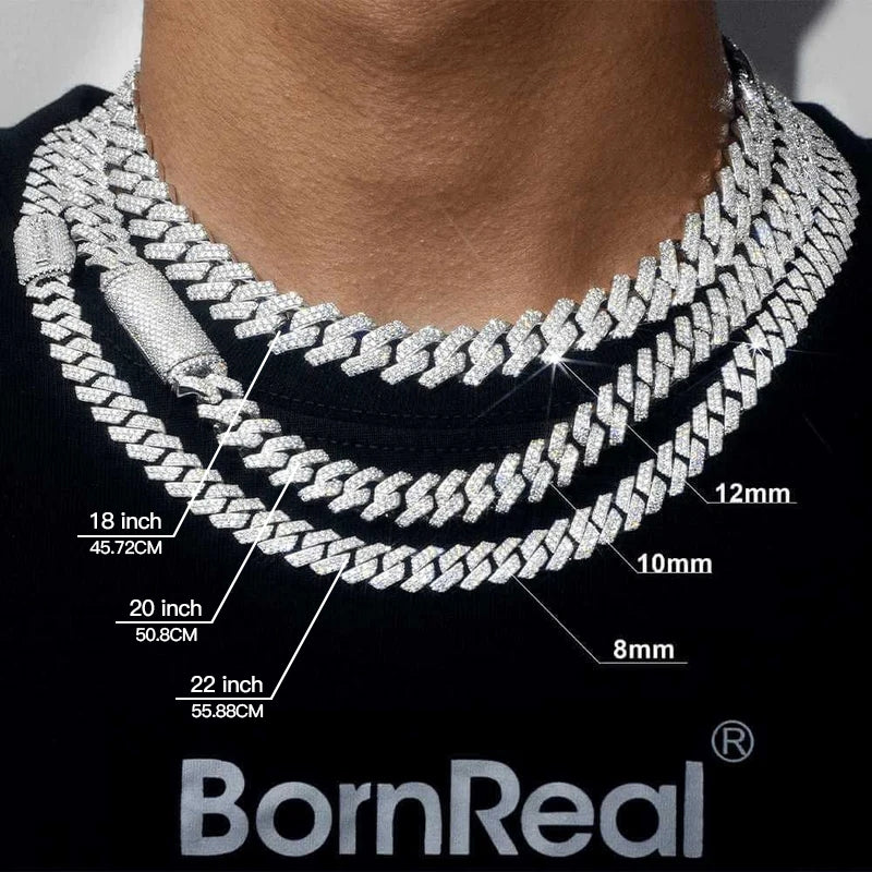 Iced-Out Cuban Link Chain Necklace & Bracelet Show Nobility