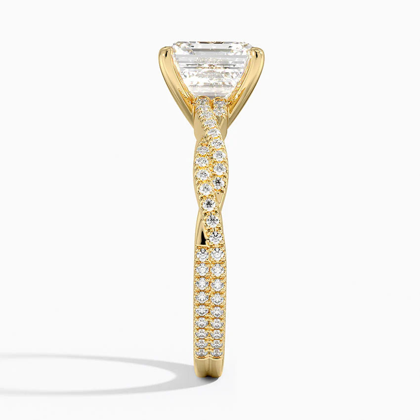 Lab-Grown Diamond Asscher Cut Twisted Engagement Ring.