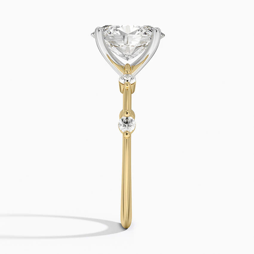 Bornreal Lab-Grown Diamond Oval Solitaire Accents Engagement Ring.