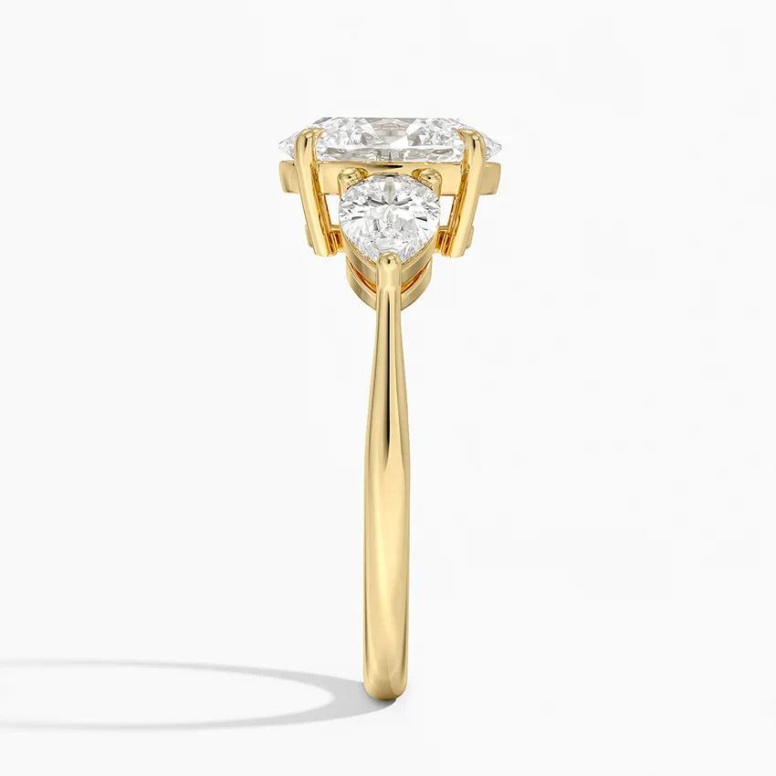 Bornreal Lab-Grown Diamond Oval Three Stone Engagement Ring.