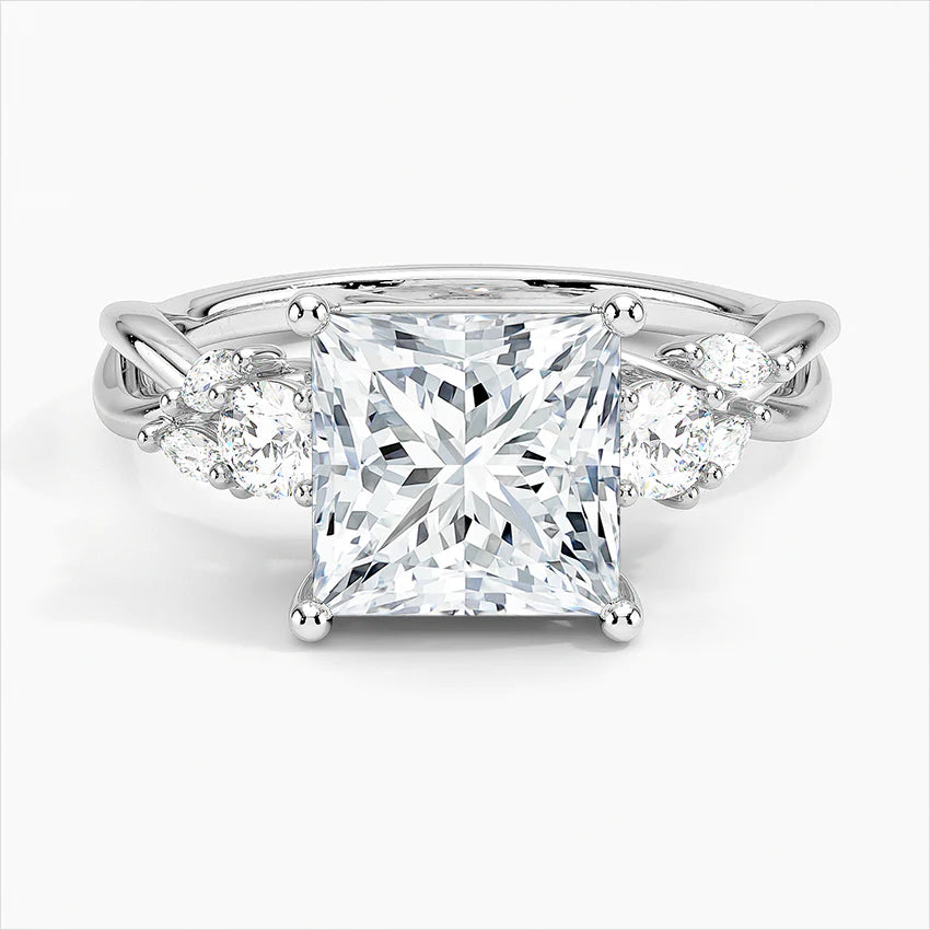 Lab-Grown Diamond Princess Cut Twisted Reverie Solitaire Engagement Ring.