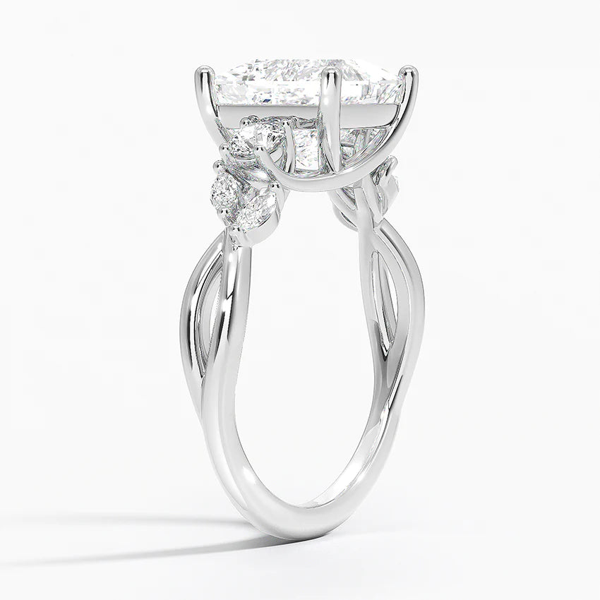 Lab-Grown Diamond Princess Cut Twisted Reverie Solitaire Engagement Ring.
