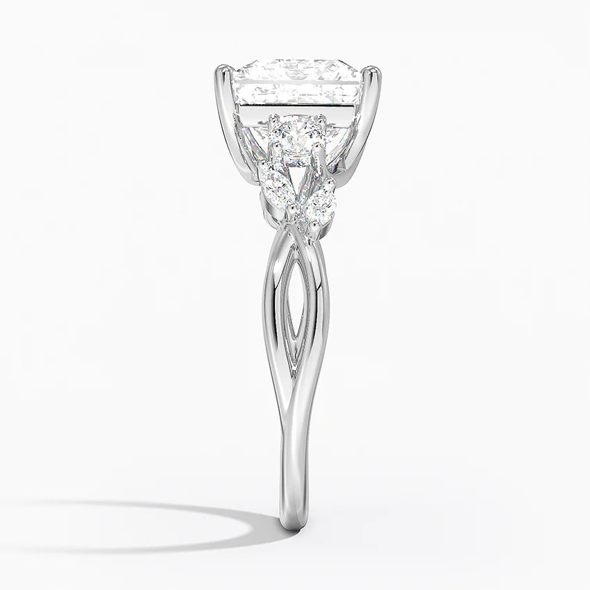 Lab-Grown Diamond Princess Cut Twisted Reverie Solitaire Engagement Ring.
