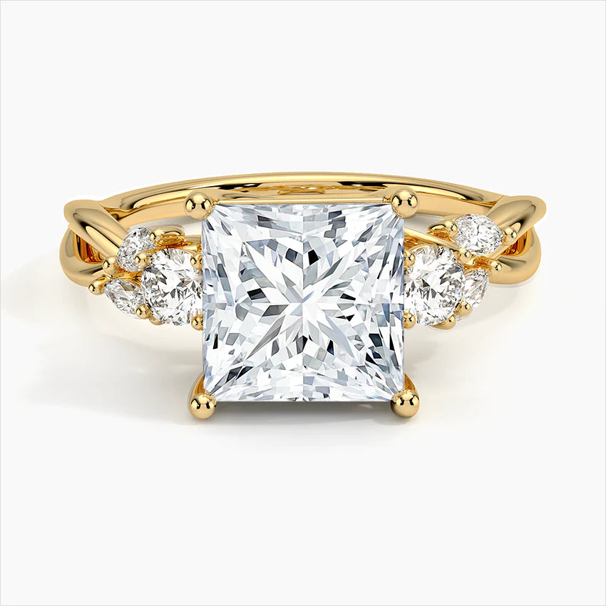 Lab-Grown Diamond Princess Cut Twisted Reverie Solitaire Engagement Ring.