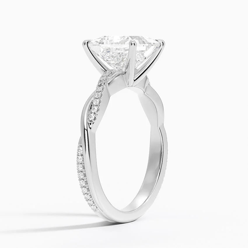 Lab-Grown Diamond Princess Cut Twisted Vine Engagement Ring.