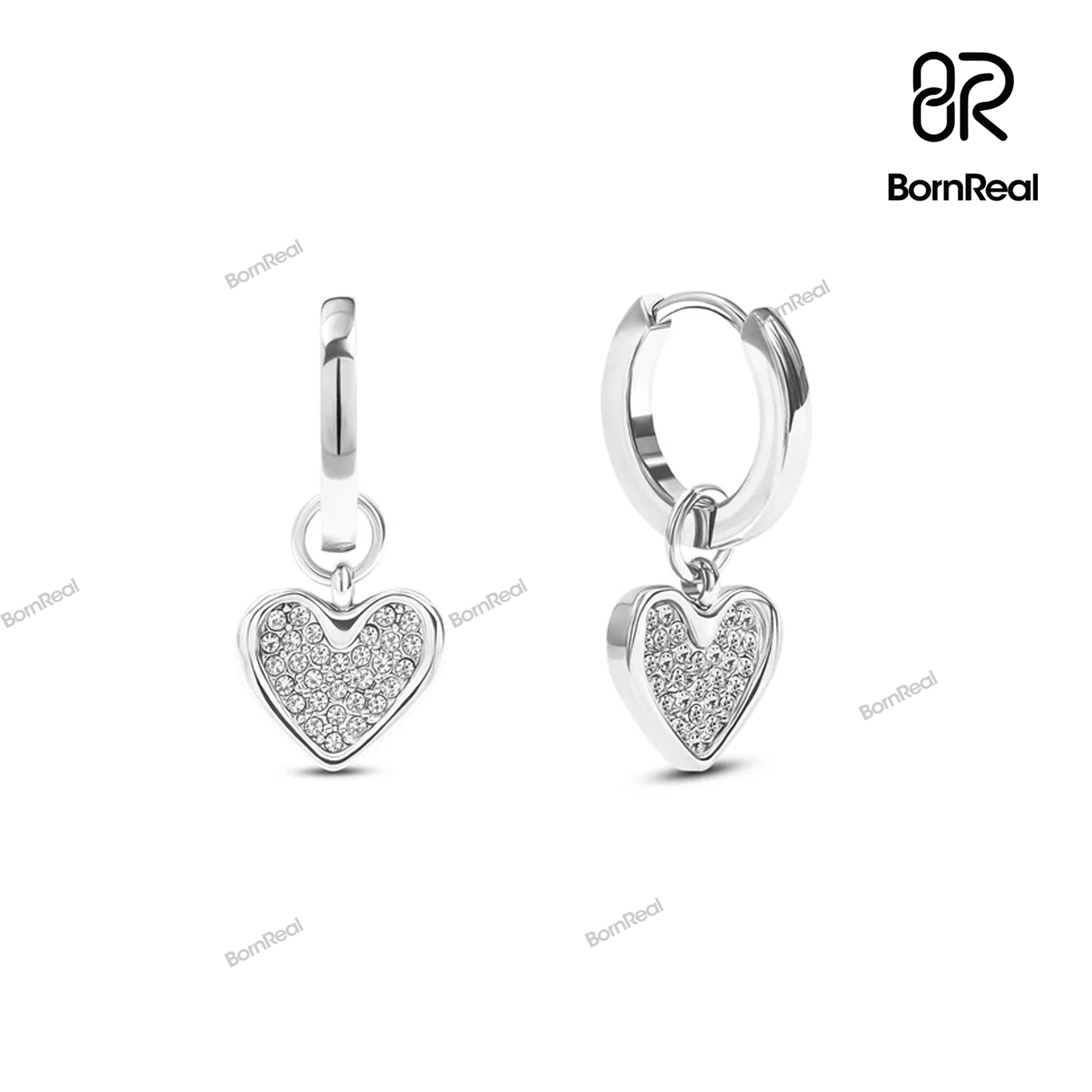 Boucles d'oreilles créoles rondes en argent sterling couleur D pour femmes