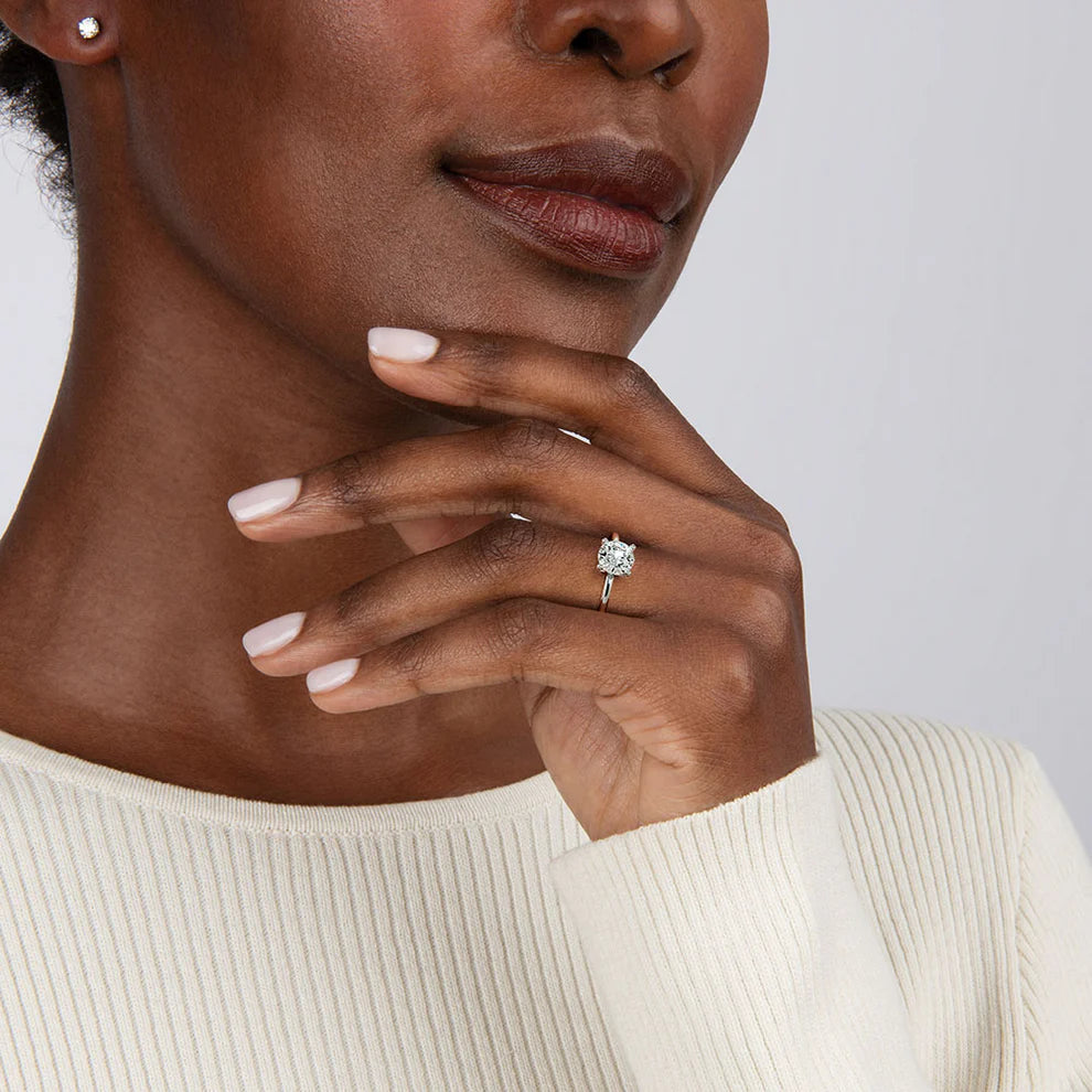 Bornreal Round Lab-Grown Diamond Four-Prong Comfort Fit Engagement Ring.