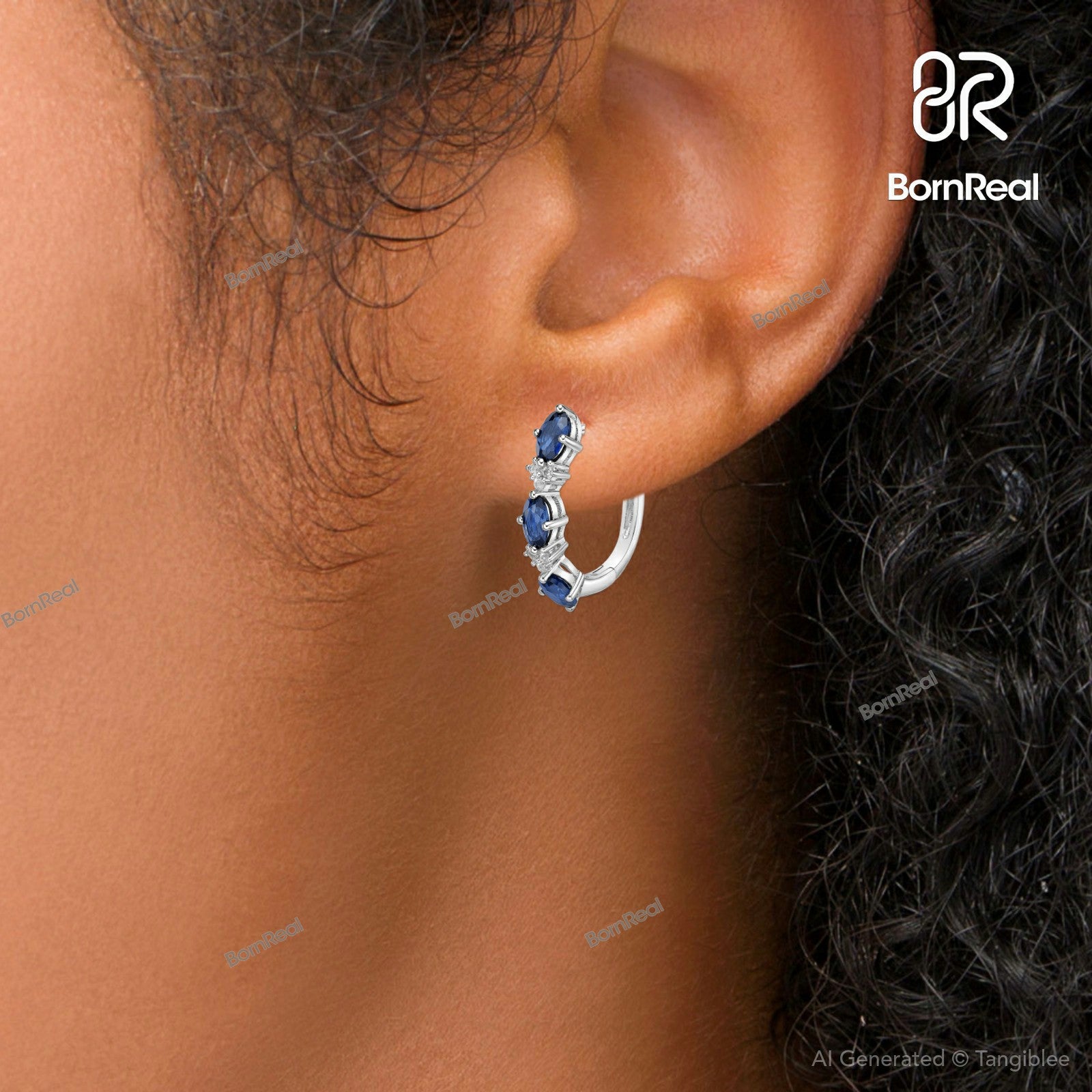 Pendientes de aro de corte redondo en plata de ley color D para mujer