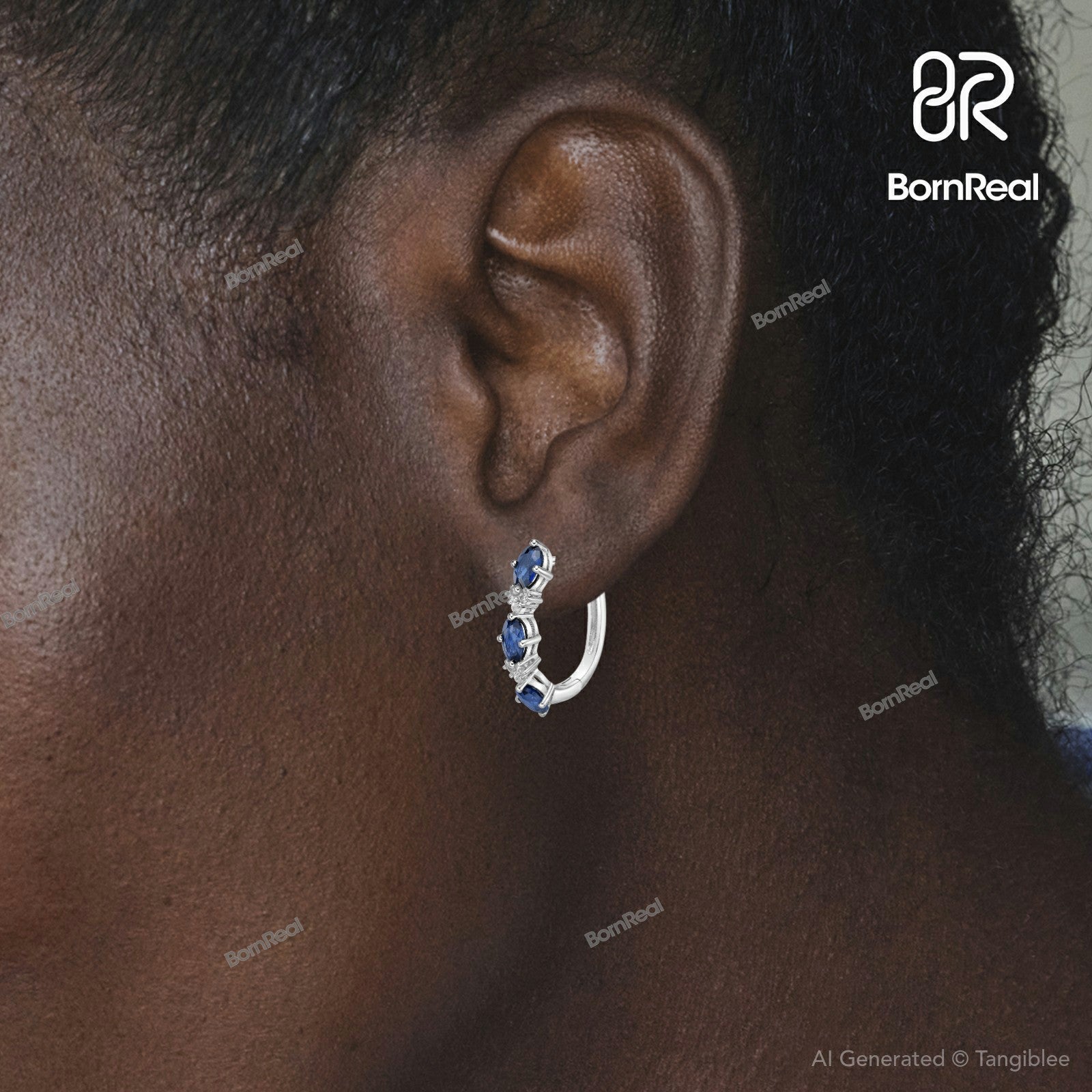 Pendientes de aro de corte redondo en plata de ley color D para mujer