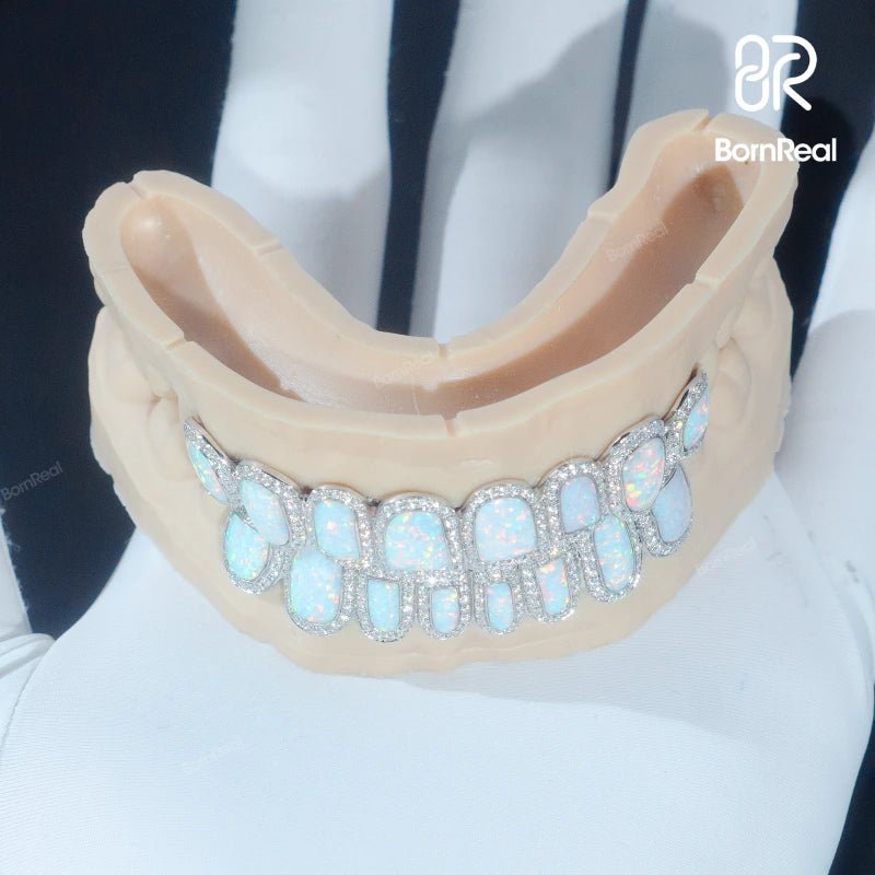 ABSOLUTELY FITTING! Custom Pre - made Opal VVS Moissanite Diamond Grillz!