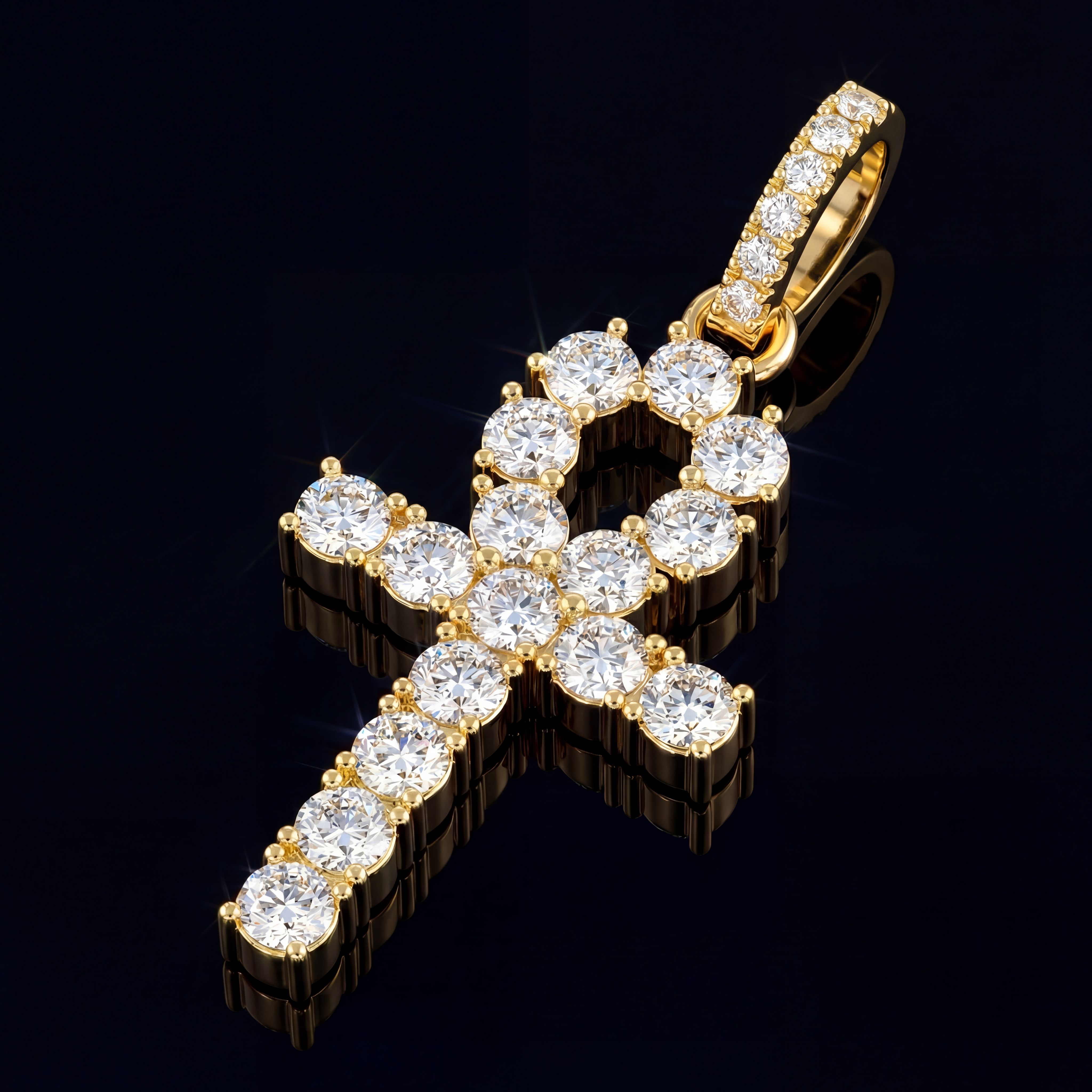 Pendentif croix classique glacé de 1,5 pouce en argent 925