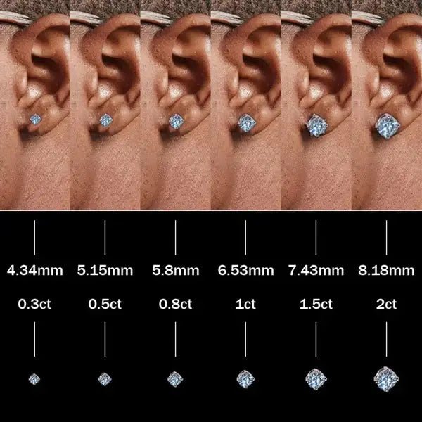 Anti - allergic High - Quality VVS Moissanite Diamond Stud Earrings 0.6 - 6CT For Gift(A Pair)