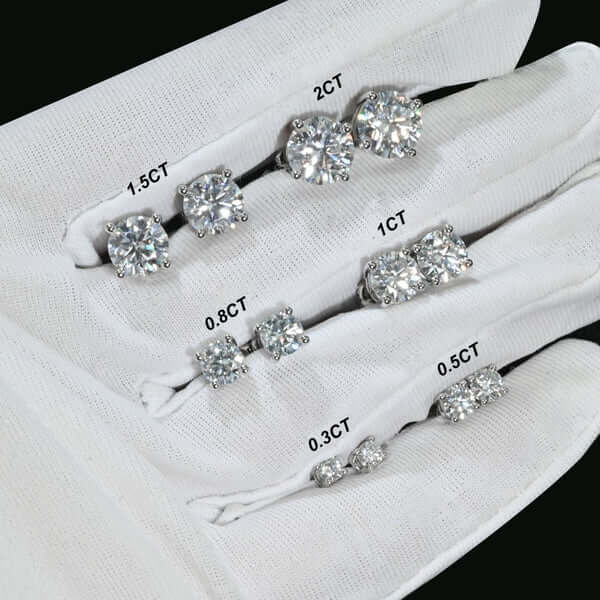 Anti - allergic High - Quality VVS Moissanite Diamond Stud Earrings 0.6 - 6CT For Gift(A Pair)