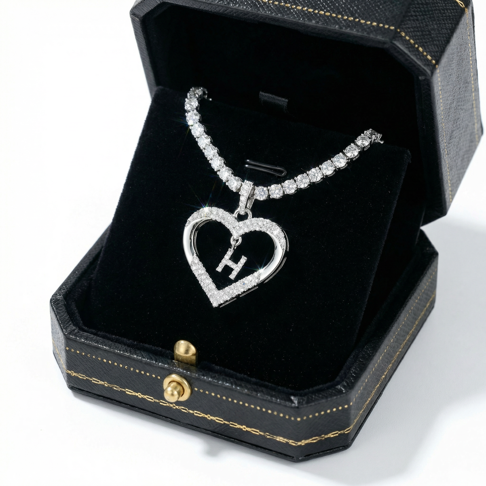 Custom Heart Initial Moissanite Pendant (Only 1pc)