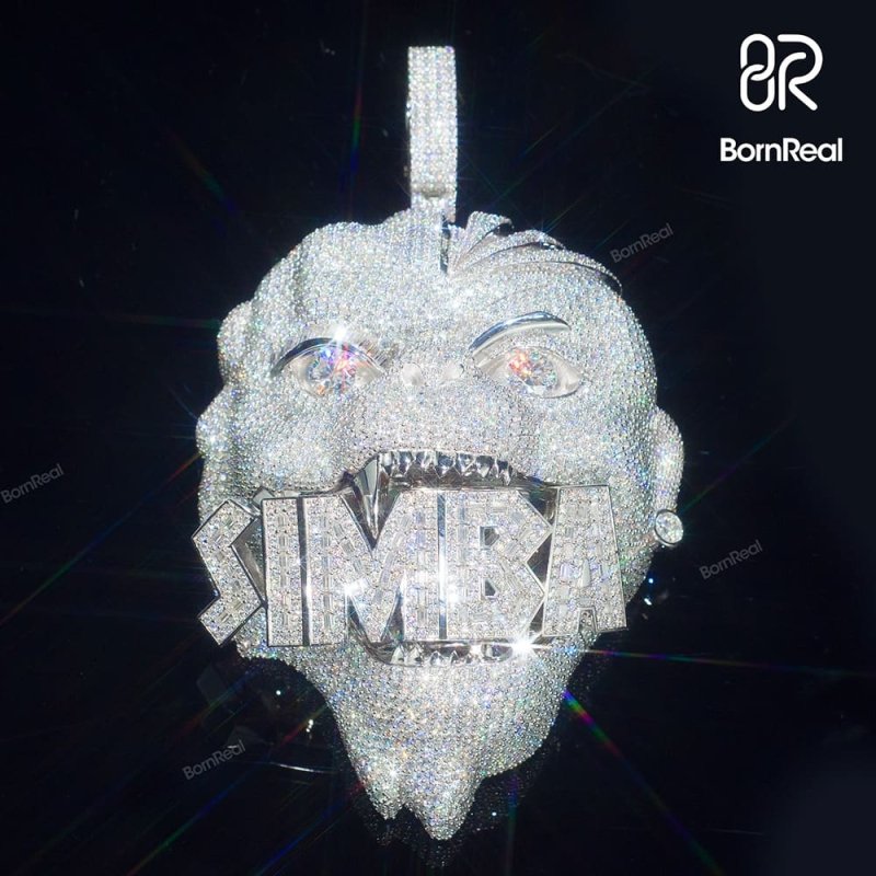 Custom Moissanite Iced White Gold Crazy Arts 3D Designing Pendant