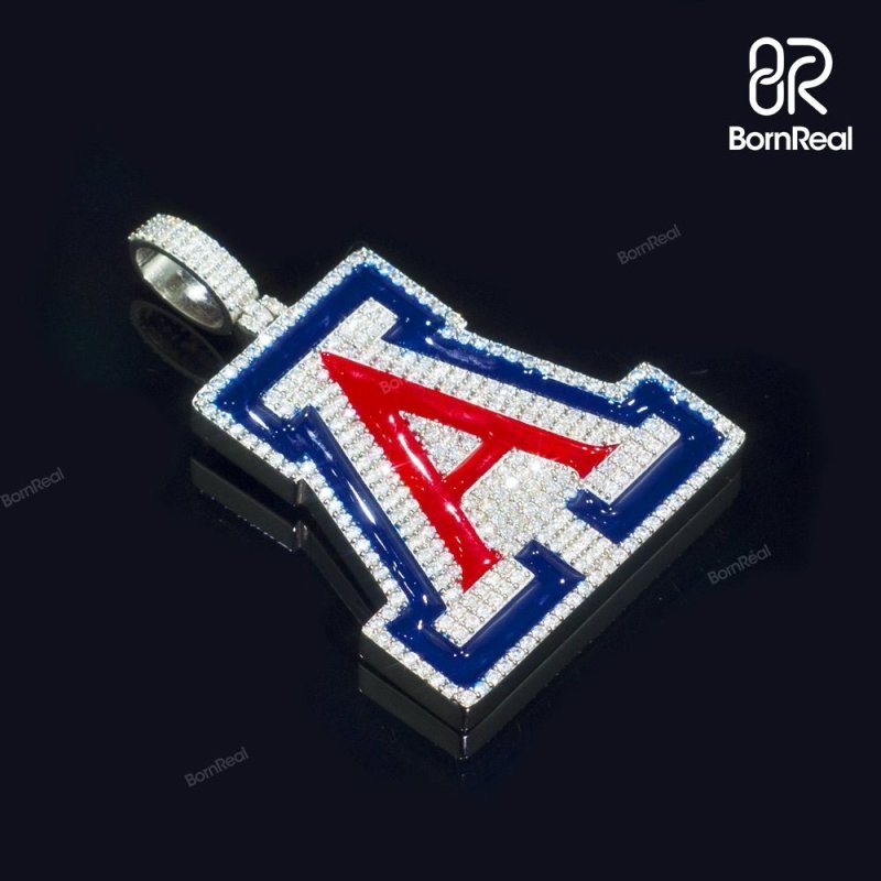 Custom Moissanite Letter Chain Iced Out diamond Enamel Pendant