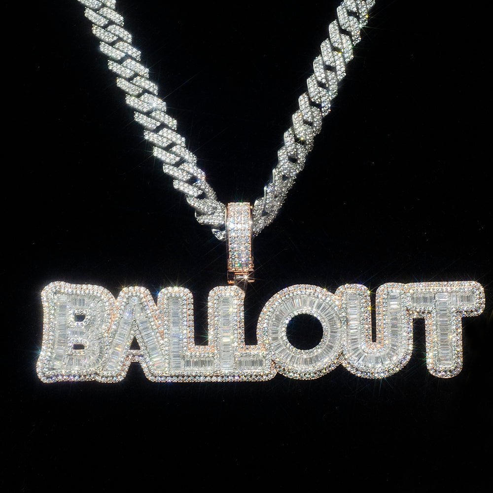 Custom Name Pendant 925 Silver Moissanite Baguette Diamond Custom 925 Silver 10K/14K/18K Real Gold Diamond Rapper Jewelry