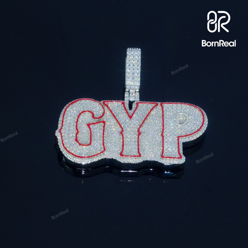 Custom VVS Moissanite Diamond Enamel Name Pendant For Rapper(复制)