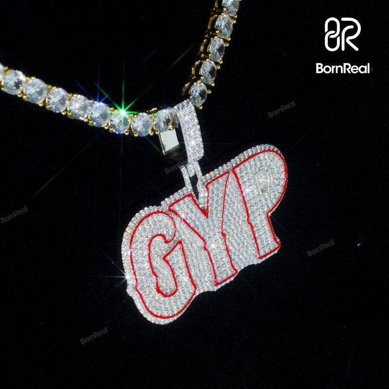 Custom VVS Moissanite Diamond Enamel Name Pendant For Rapper(复制)