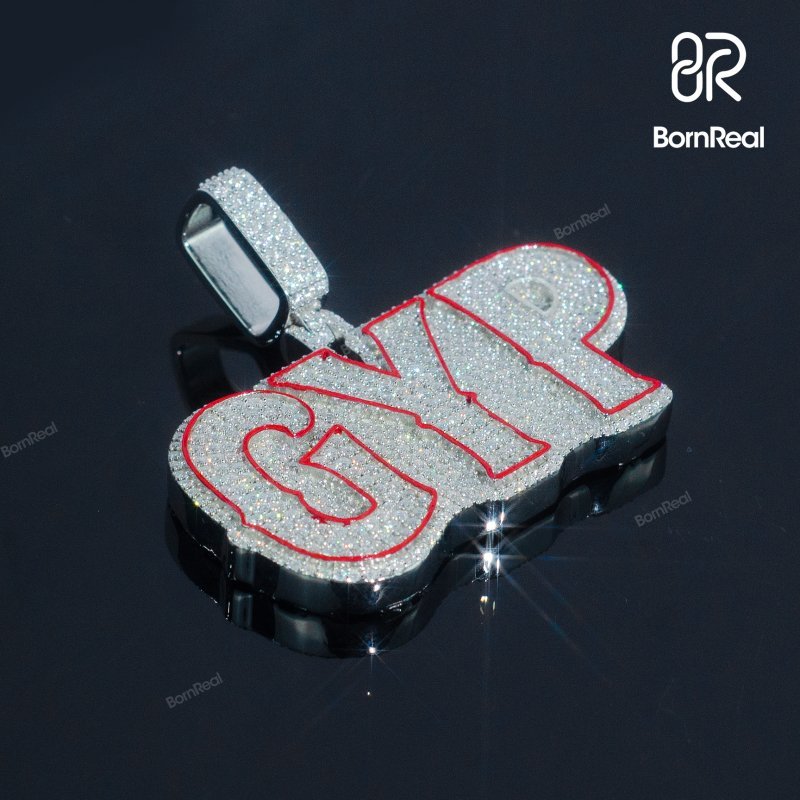 Custom VVS Moissanite Diamond Enamel Name Pendant For Rapper(复制)